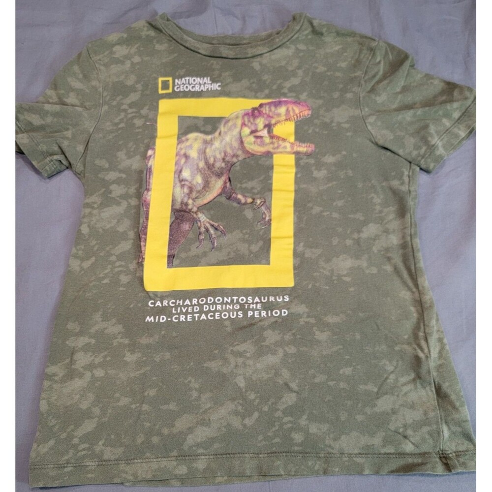 National Geographic Dinosaur T-Shirt Youth Medium Green Graphic Tee Kids